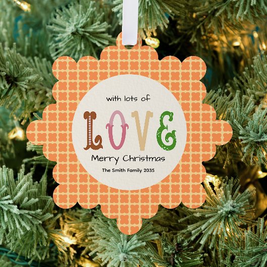 Weihnachtsliebe Moderne Typografie Personalisiert Ornament Karte