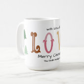 Weihnachtsliebe Moderne Typografie Personalisierte Kaffeetasse (Vorderseite Links)