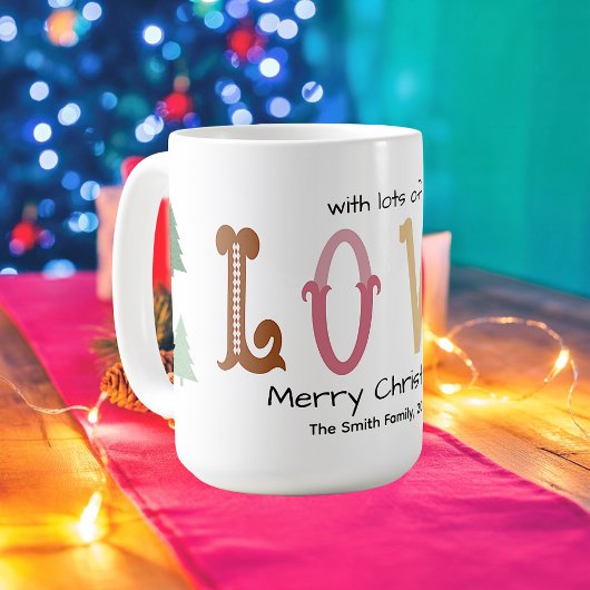 Weihnachtsliebe Moderne Typografie Personalisierte Kaffeetasse