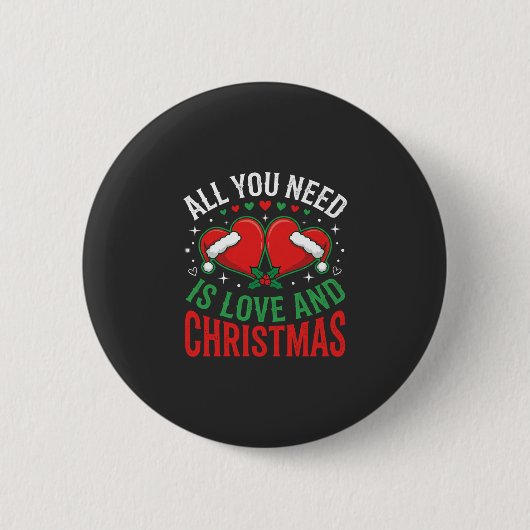 Weihnachtsliebe Santa Hut Typografie Button (Vorderseite)