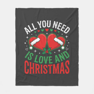 Weihnachtsliebe Santa Hut Typografie Fleecedecke