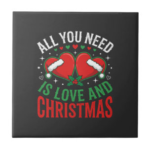 Weihnachtsliebe Santa-Hut-Typografie Fliese