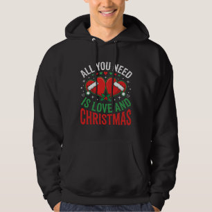 Weihnachtsliebe Santa Hut Typografie Hoodie