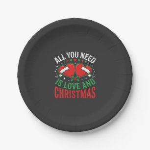 Weihnachtsliebe Santa-Hut-Typografie Pappteller