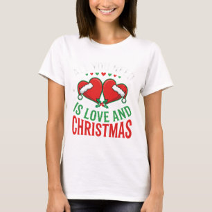 Weihnachtsliebe Santa Hut Typografie T-Shirt