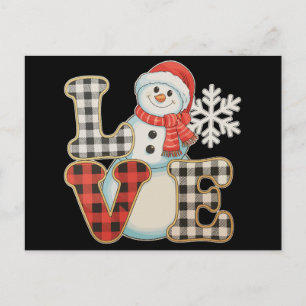 Weihnachtsliebe Süßer Schneemann Büffelkariert Win Feiertagspostkarte