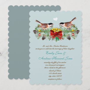 Weihnachtsliebevögel Chickadees Hochzeit Einladung