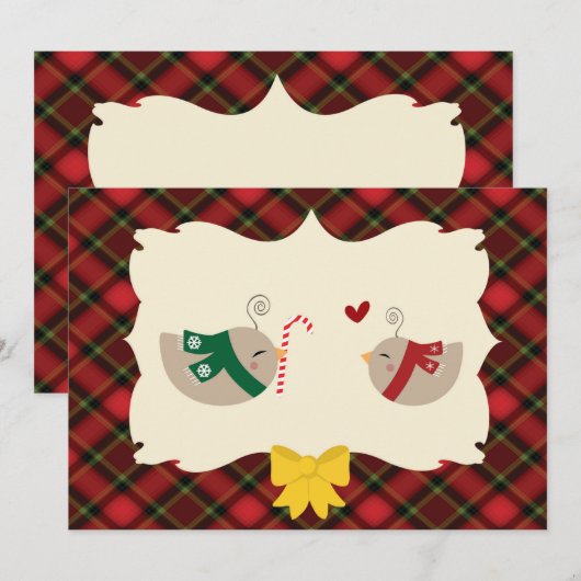 Weihnachtsliebevögel Feiertagskarte (Vorne/Hinten)