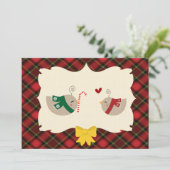 Weihnachtsliebevögel Feiertagskarte (Stehend Vorderseite)