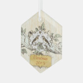 Weihnachtsliebevögel Ornament Aus Glas (Vorderseite Links)