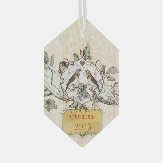 Weihnachtsliebevögel Ornament Aus Glas (Vorderseite Rechts)