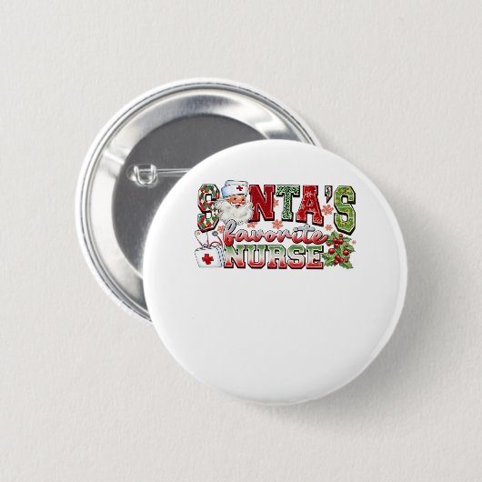 Weihnachtsliebevoll, fröhliche Krankenschwester, K Button (Vorne & Hinten)