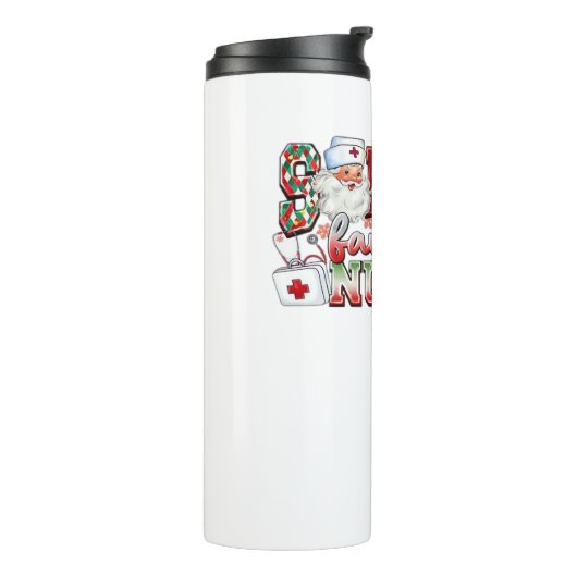 Weihnachtsliebevoll, fröhliche Krankenschwester, K Thermosbecher (Nach links gedreht)
