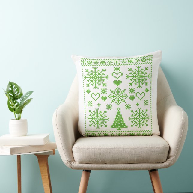 Weihnachtsliebhaber Kreuzmuster Sampler Design Kissen (Stuhl )