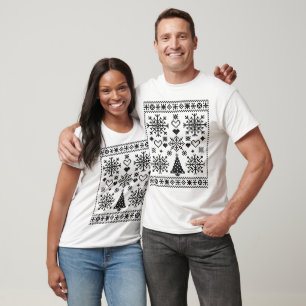 Weihnachtsliebhaber Kreuzmuster Sampler Design T-Shirt