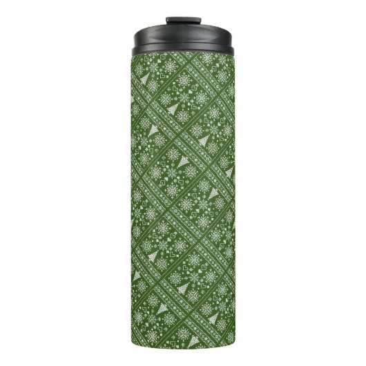 Weihnachtsliebhaber Kreuzmuster Sampler Design Thermosbecher (Vorderseite)