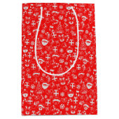 Weihnachtsliebhaber Roter Santa Elf Rentierfest Mittlere Geschenktüte (Vorderseite)