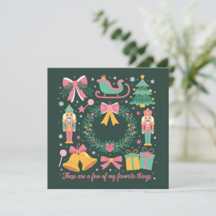Weihnachtslieblingsdinge Coquette Nussknacker Rosa Feiertagskarte