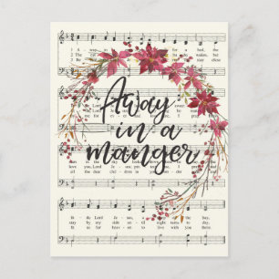 Weihnachtslied 'Away in a Manger' Hymne Feiertagspostkarte