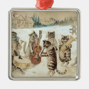 Weihnachtslied der Vintage-Katzen, Louis Wain Kuns Ornament Aus Metall