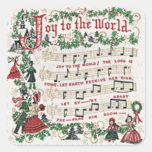 Weihnachtslied Freude der Welt Quadratischer Aufkleber