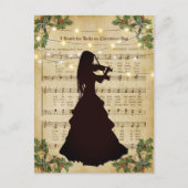 Weihnachtslied Girl Pino Violine Postkarte (Vorderseite)