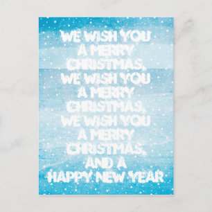 Weihnachtslied in Blue Watercolor Feiertagspostkarte