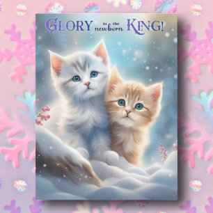 Weihnachtslied Kätzchen Süße Tiere Christlich Feiertagspostkarte