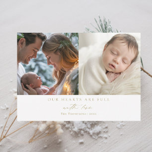 Weihnachtslied Minimal Gold Family Baby 2 Fotos Feiertagskarte