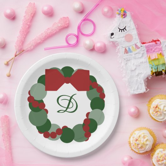 Weihnachtslied mit benutzerdefinierten Monogram-Pa Pappteller (Party)