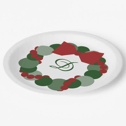 Weihnachtslied mit benutzerdefinierten Monogram-Pa Pappteller (Schrägansicht)