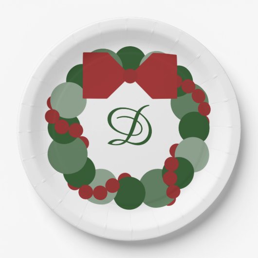 Weihnachtslied mit benutzerdefinierten Monogram-Pa Pappteller (Vorderseite)