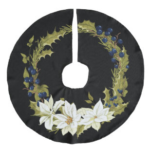 Weihnachtslied mit wunderschönen weißen Blume Leinenimitat Weihnachtsbaumdecke