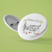 Weihnachtslied Noten Vögel und Stechpalme Button