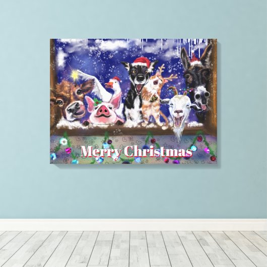 Weihnachtslied - Party - Frohe Weihnachten - Leinwanddruck (Insitu (Holzboden))