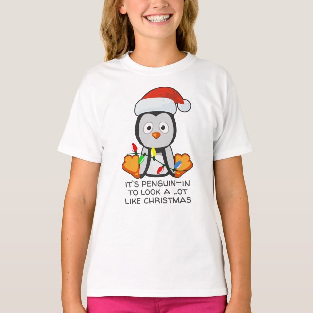 Weihnachtslied Pinguin T-Shirt (Vorderseite)