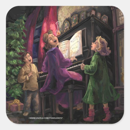 Weihnachtslied Quadratischer Aufkleber (Vorderseite)