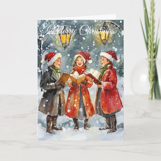 Weihnachtslied Sänger Feiertagskarte (Vorderseite)