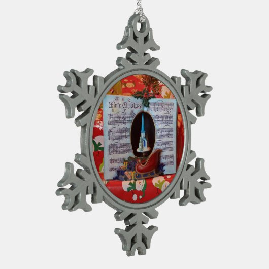 Weihnachtslied Schneeflocken Zinn-Ornament (Links)