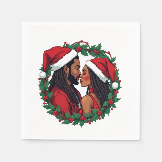 Weihnachtslied - Schwarze Liebe Serviette (Vorderseite)