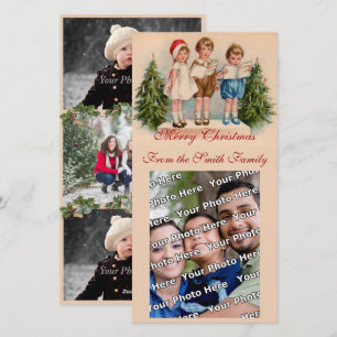 Weihnachtslied-Singen-Kinder-Fotokarte Feiertagskarte