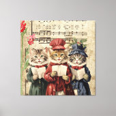 Weihnachtslied singende Katzen Leinwanddruck (Vorderseite)