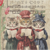 Weihnachtslied singenende Katzen Aufkleber (Vorderseite)