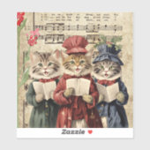 Weihnachtslied singenende Katzen Aufkleber (Blatt)