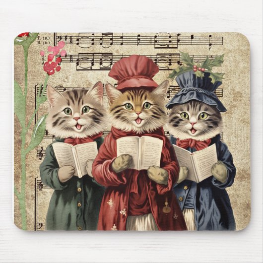 Weihnachtslied singenende Katzen Mousepad (Vorne)