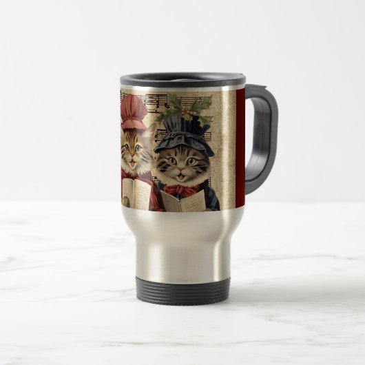 Weihnachtslied singenende Katzen Reisebecher (VorderseiteRechts)