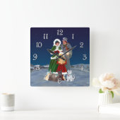 Weihnachtsliede Quadratische Wanduhr (Zuhause)