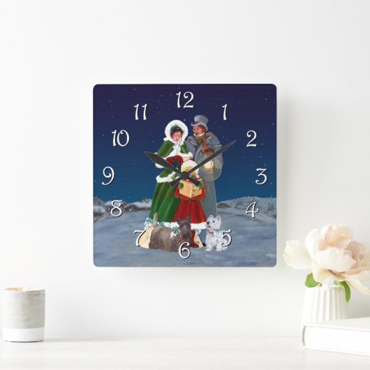 Weihnachtsliede Quadratische Wanduhr (Zuhause)