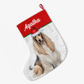 Weihnachtslieder Afghanischer Hundshund Name Woof Großer Weihnachtsstrumpf (Rückseite (Hängend))