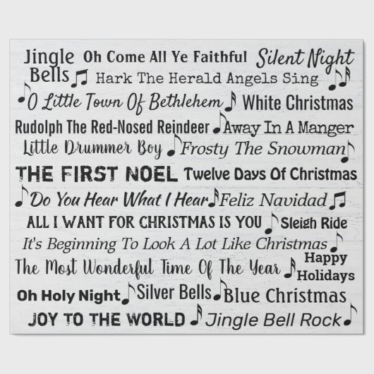 Weihnachtslieder auf dem Holzumschlagpapier Geschenkpapier (Flach)